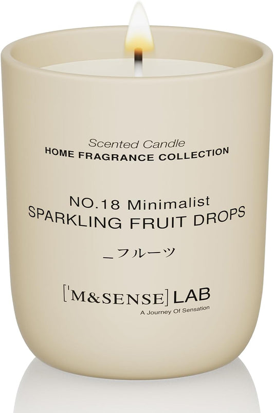 M&SENSE Natural Soy Candle| Sparkling Fruit Drops | 5.3 oz | Minimalist Scented Candle for Relaxation, Gifting, Home Décor | for Bedroom, Office, Party Small
