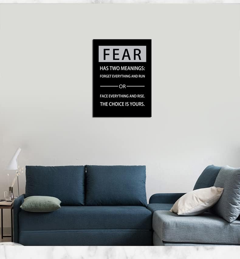 Fear Has Two Meanings Printed Pictures Inspirational Canvas Wall Art Motivational Entrepreneur Quotes Pictures Posters Home Decor Painting Frame for Living Room Office Ready to Hang [24''W x 36''H]