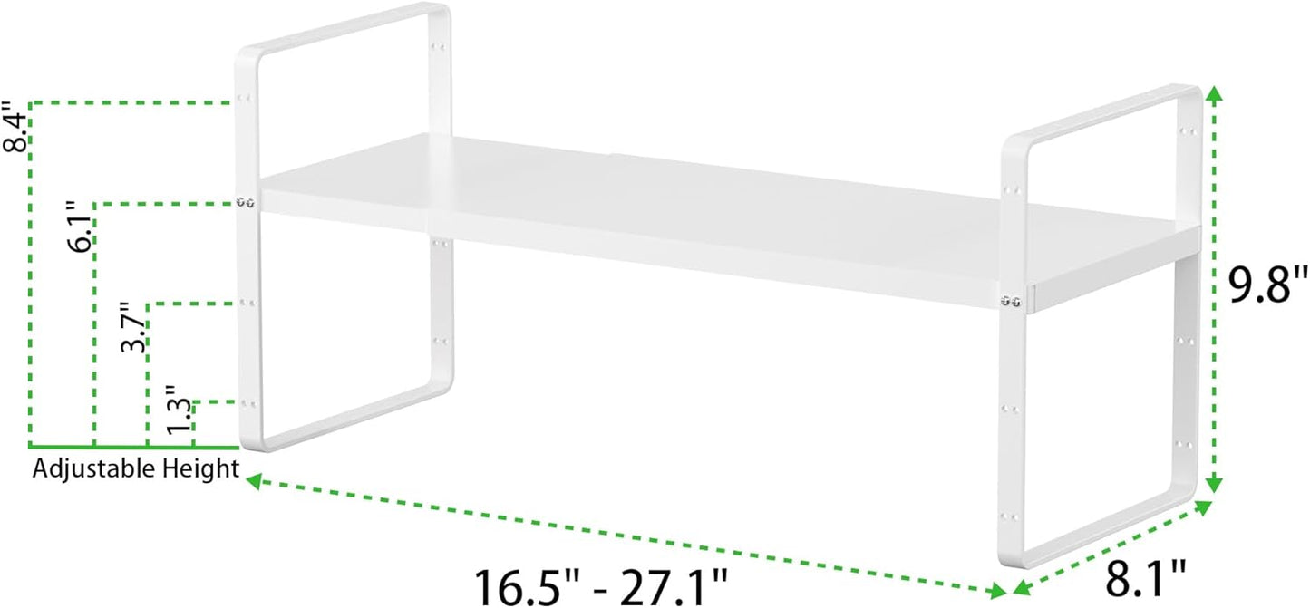 Expandable Cabinet Storage Shelf Stackable Organizer Rack for Kitchen Bathroom Pantry Spice Cupboard Countertop Home Office Desk Heavy Duty Nonslip White Small 3 Pack