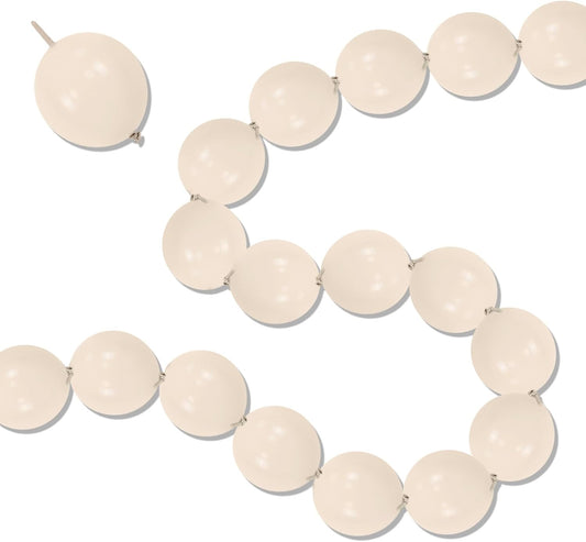 White Sand Linking Balloons, 100PCS 6 Inch Small Ivory Quick Link Balloons for Making Balloon Wall Heart Arch, Tails Balloon for Wedding Birthday Baby Shower Engagement Graduation Party Decorations