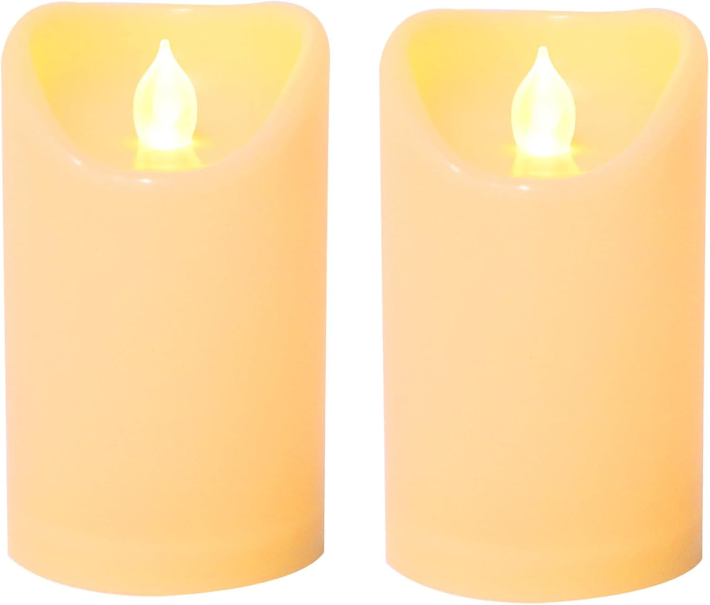 CANDLE CHOICE Outdoor Battery Operated Flameless Candles with Remote Timer Waterproof Flickering Plastic Electric LED Pillar Lights for Lantern Patio Garden Wedding Party Decorations 3x5 Inches 2 PCS