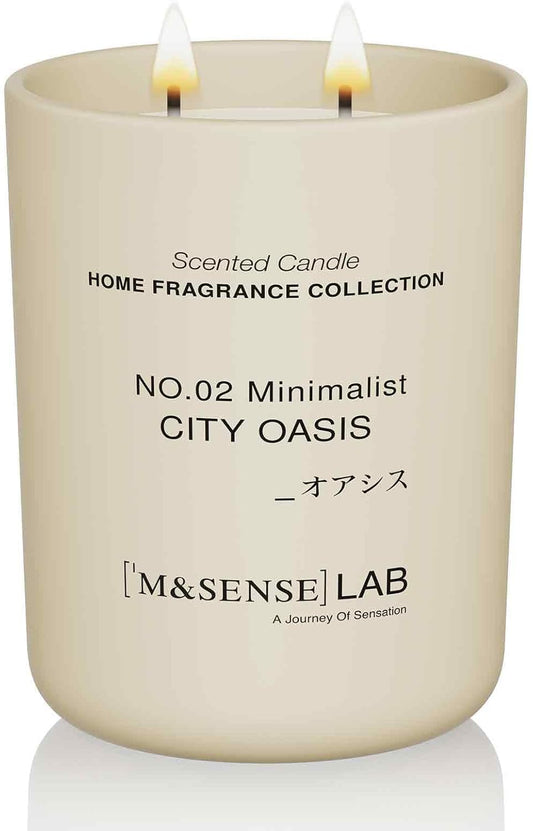 M&SENSE Natural Soy Candle| City Oasis | 16.6 oz, 95H Burn | Minimalist Scented Candle for Relaxation, Gifting, Home Décor | for Bedroom, Office, Party Large