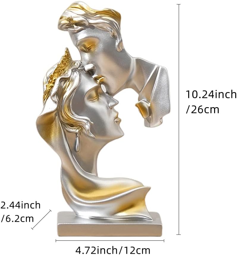 Couples Kiss Sculpture,Abstract Art Couple Sculpture Home Furnishing Resin Statue Decoration Romantic Statue Used for Home Decoration, Wedding, Gift.Silver