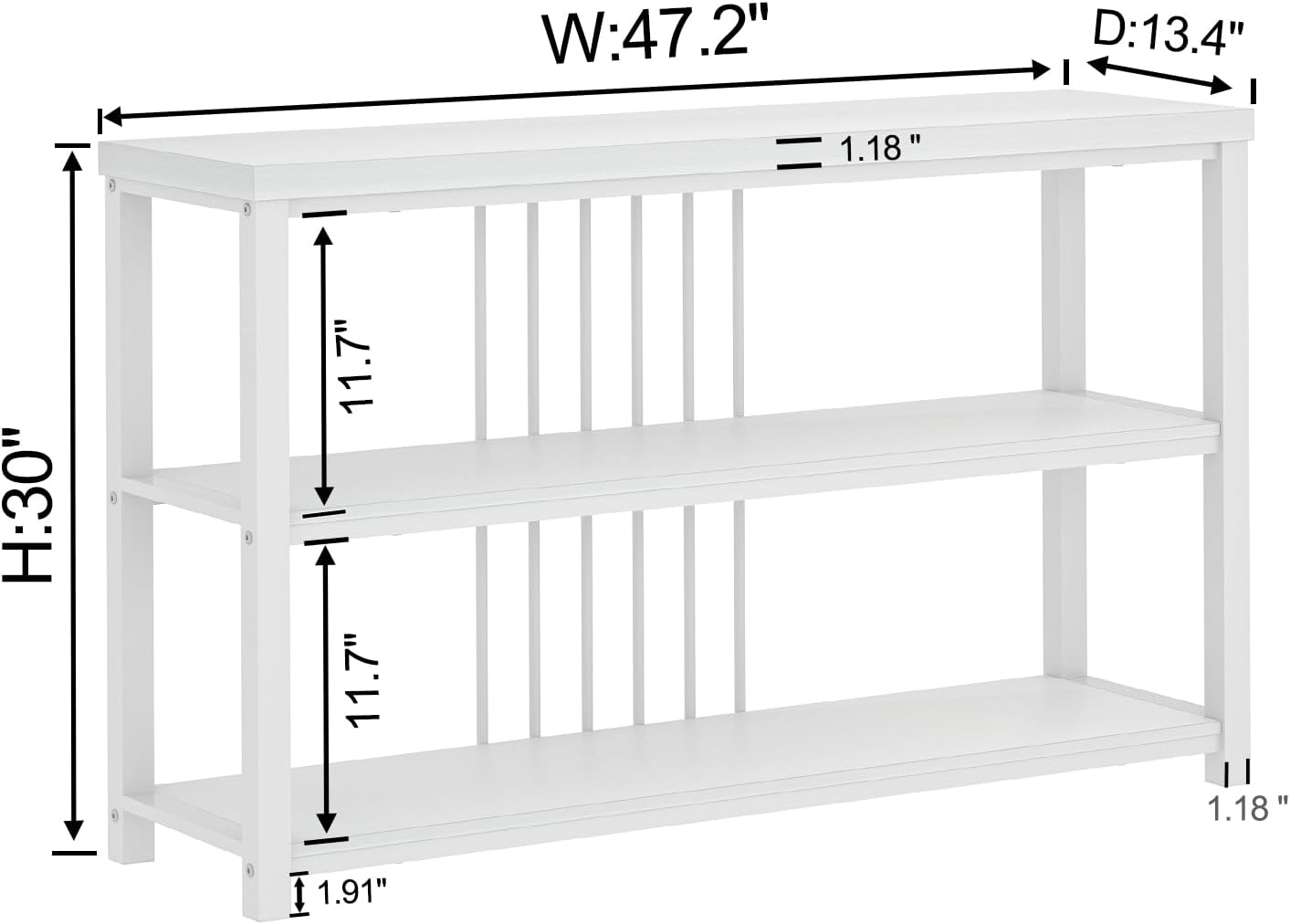 FOLUBAN Modern Sofa Console Table for Entryway, 3 Tier Wood Foyer Table for Hallway Living Room Behind Couch, White Oak