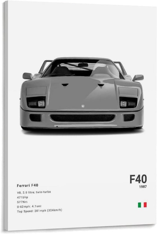 Farrari Car Posters For Walls Vintage Racing Car Canvas Prints For Home Decor Office Decor CFrame-style 24x36inch(60x90cm)