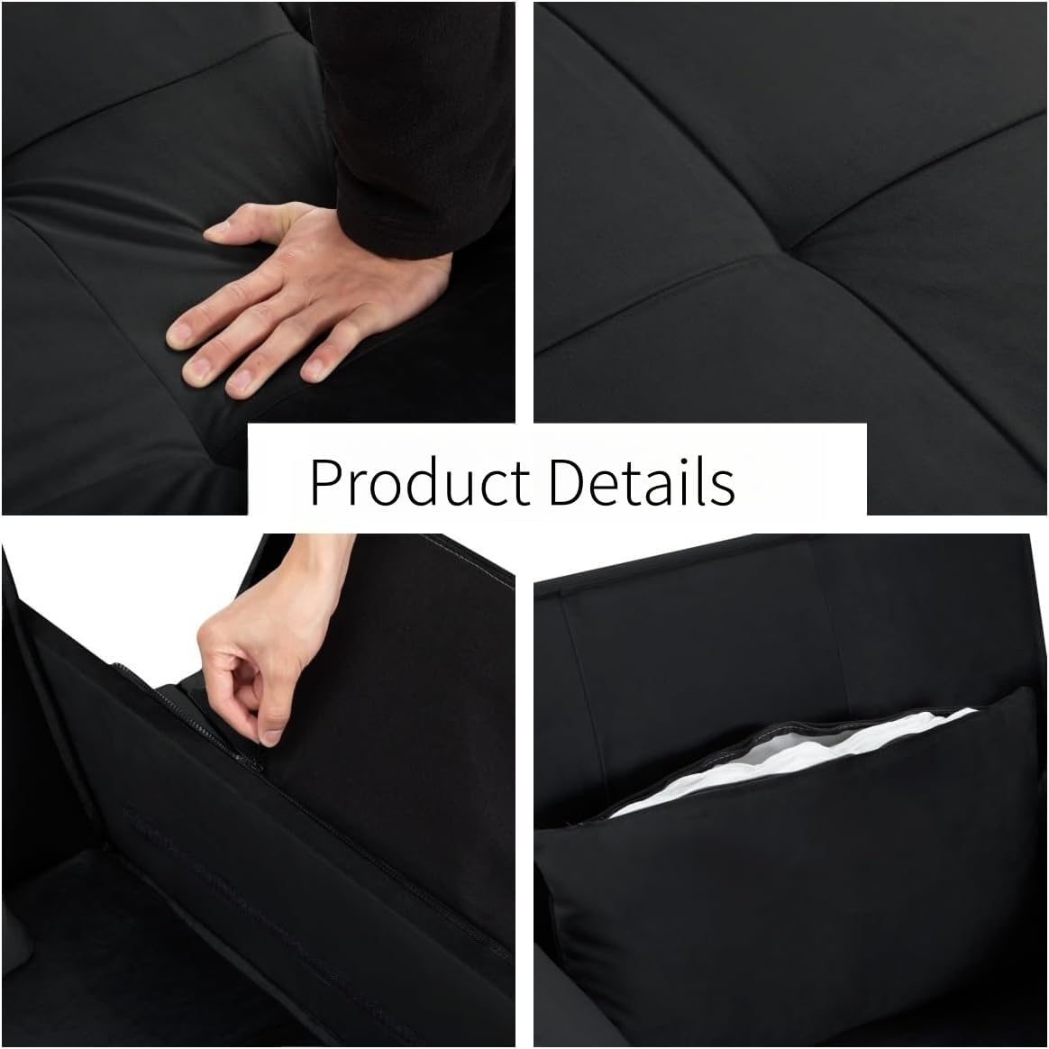 Pull Out Sofa Bed, Convertible Sleeper Chair Bed with Lumbar Pillow, 3-in-1 Sofa Chair with 3 Adjustable Backrest, Armchair Sleeper Small Couch for Small Spaces Living Room Black