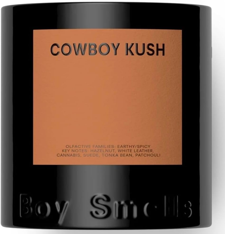 Boy Smells - Cowboy Kush Scented Candles for Men and Women - 8.5 oz - Soy, Coconut Wax Candle Blend - Aromatic Candles for Home with Suede, Saffron and Patchouli - 50-Hour Burn - Cotton Wick
