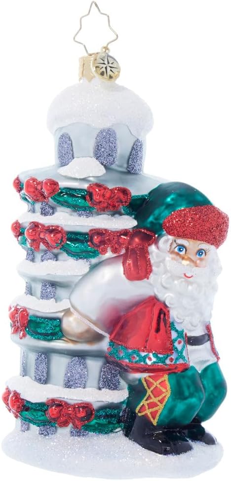 Christopher Radko Hand-Crafted European Glass Christmas Tree Decorative Ornament, Santa's Pisa Pose