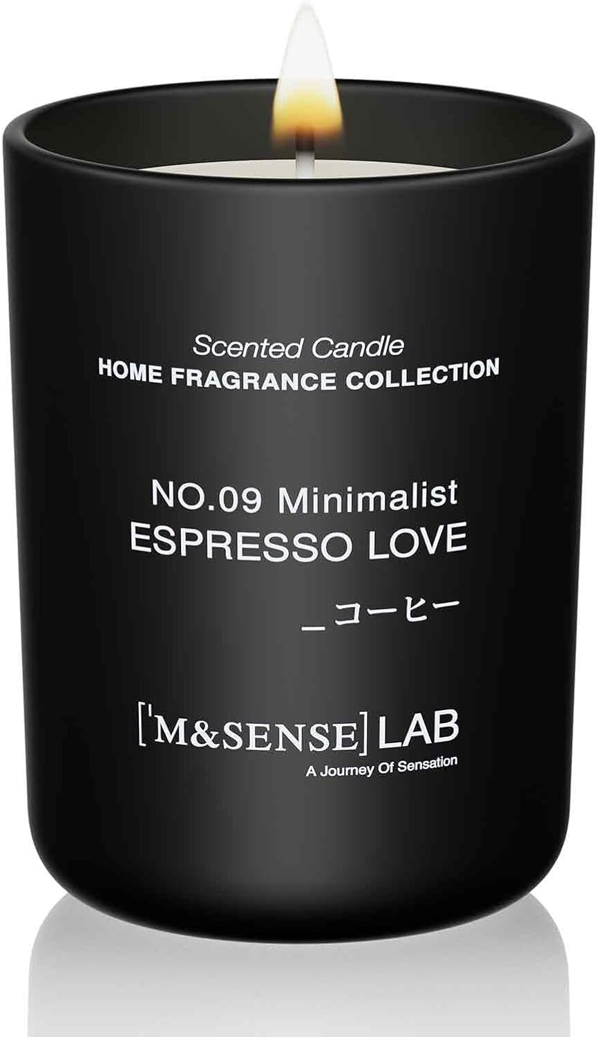 M&SENSE Natural Soy Candle| Espresso Love | 8.82 oz, 50H Burn | Minimalist Scented Candle for Relaxation, Gifting, Home Décor | for Bedroom, Office, Party Medium