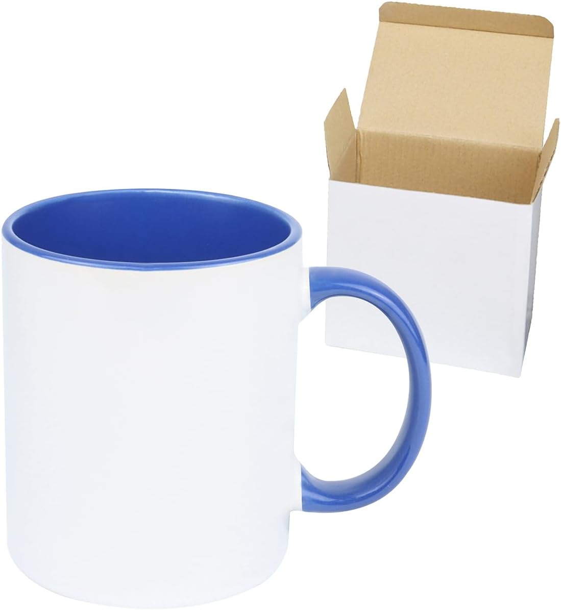 11oz White Ceramic Sublimation Coffee Mug in White Gift Box, 6 New Mixed Colors, Case of 12