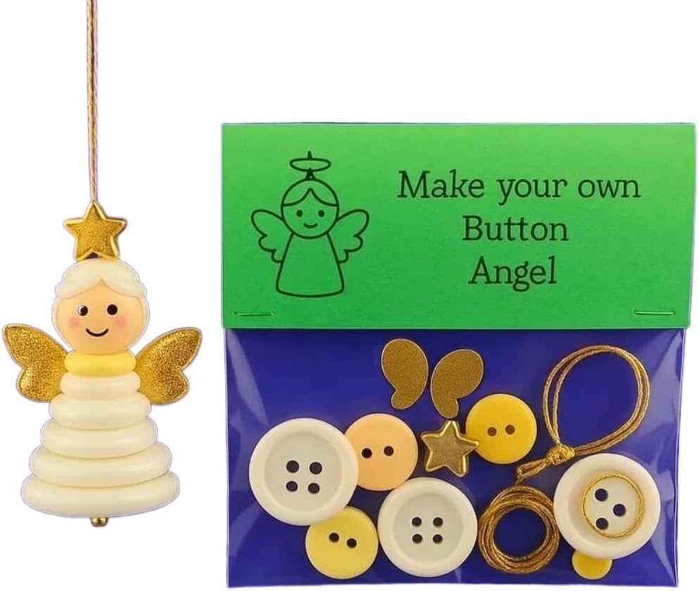 DIY Christmas Button Ornament Making Set - Snowman/Santa/Angel, Fun Holiday Craft Kit for All Ages, Ideal Xmas Tree Hanging Decor & Festive Gifts (6pcs-B)