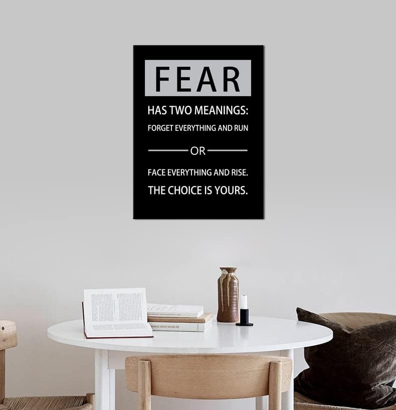 Fear Has Two Meanings Printed Pictures Inspirational Canvas Wall Art Motivational Entrepreneur Quotes Pictures Posters Home Decor Painting Frame for Living Room Office Ready to Hang [24''W x 36''H]
