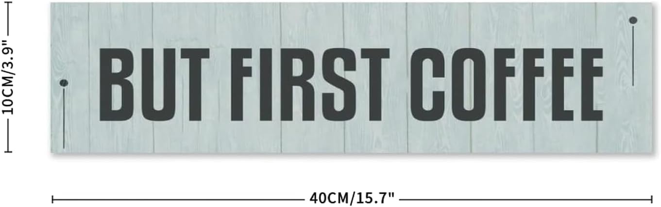 Generic Funny Wood Sign But First Coffee Rustic Wooden Hanging Sign Home Farmhouse Kitchen Wall Decoration 16 x 4 Inch