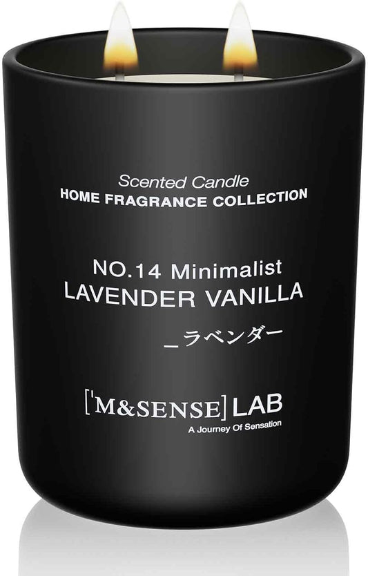 M&SENSE Natural Soy Candle| Lavender Vanilla | 16.6 oz, 95H Burn | Minimalist Scented Candle for Relaxation, Gifting, Home Décor | for Bedroom, Office, Party Large