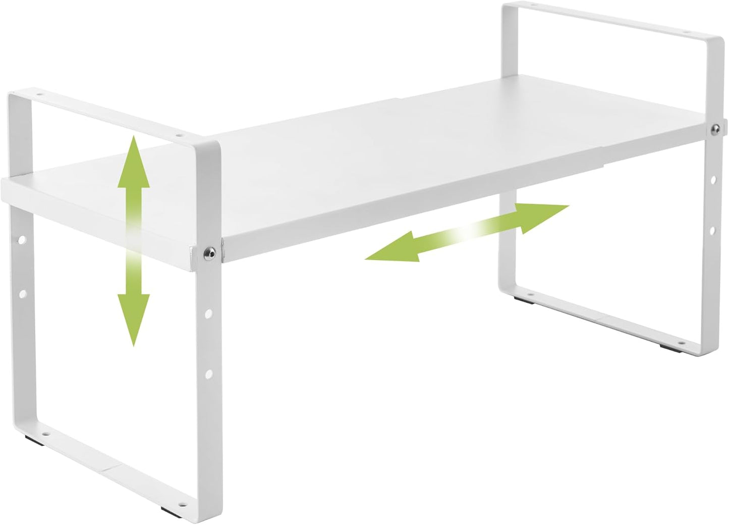 Expandable Cabinet Shelf Organizer Rack, Stackable Kitchen Counter Storage Shelves Stand, Adjustable Height Pantry Shelf Spice Rack (White, 1 Pack)