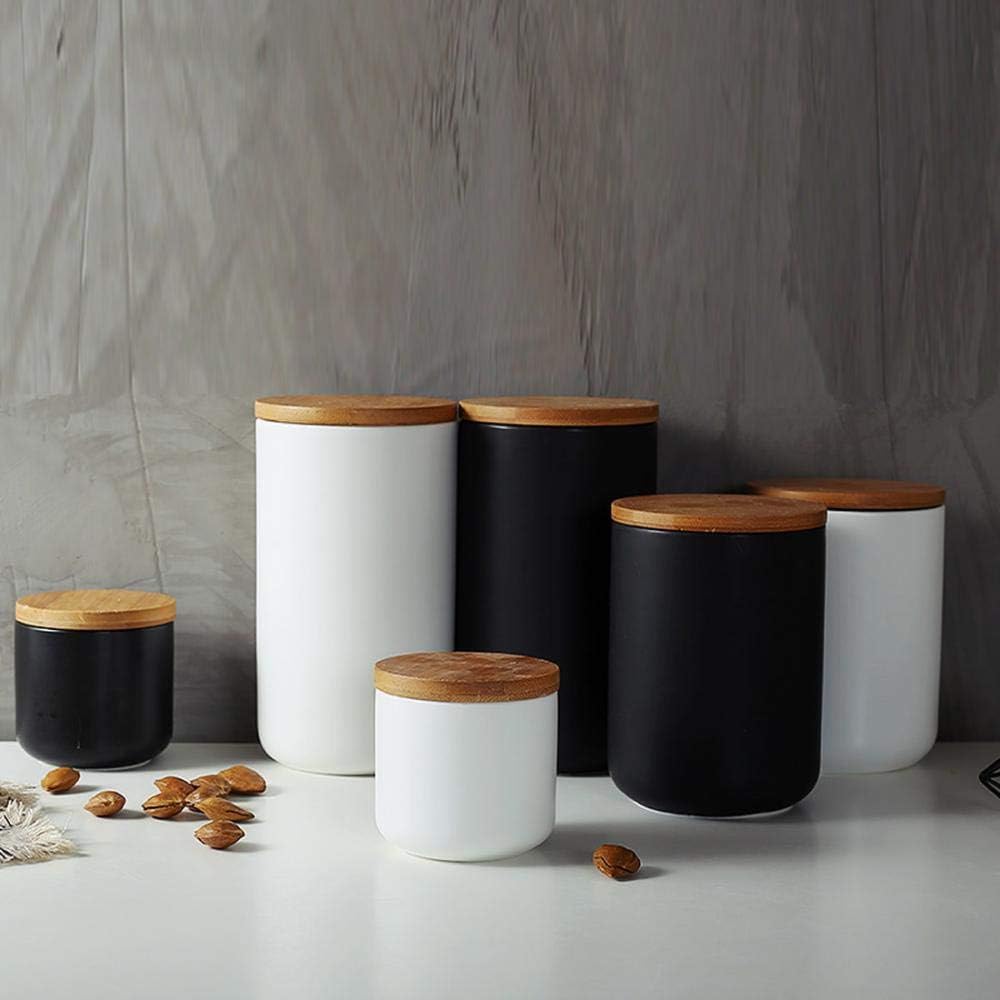 Ceramic Food Storage Jar Canister Modern Design Food Canisters with Airtight Seal Bamboo Lid, Loose Tea Coffee Spice Nuts Snacks Storage Jar Canister (White 33.81oz/1000ml)