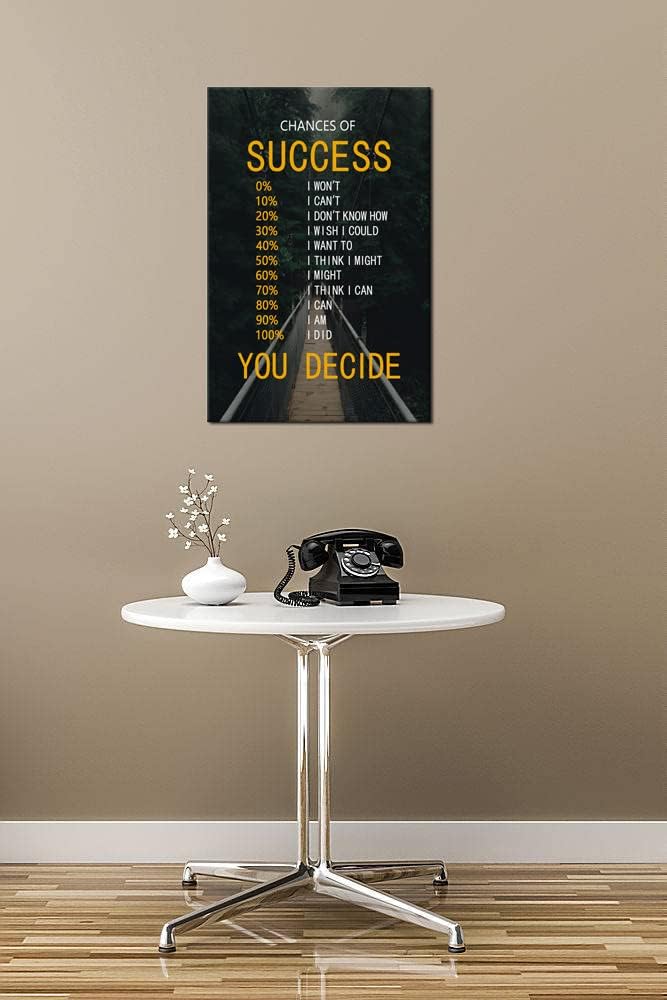 Chances of Success Inspirational Canvas Wall Art Motivational Positive Poster Inspiring Painting Prints Wall Pictures for Office Living Room Home Decor Framed Artwork [12''W x 18''H]