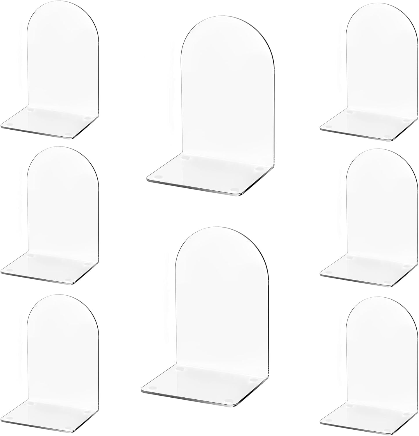 Lulonpon 8 Pieces Book Ends for Shelves, Heavy Books, School, Library, Desktop Organizer - Clear Acrylic Bookends