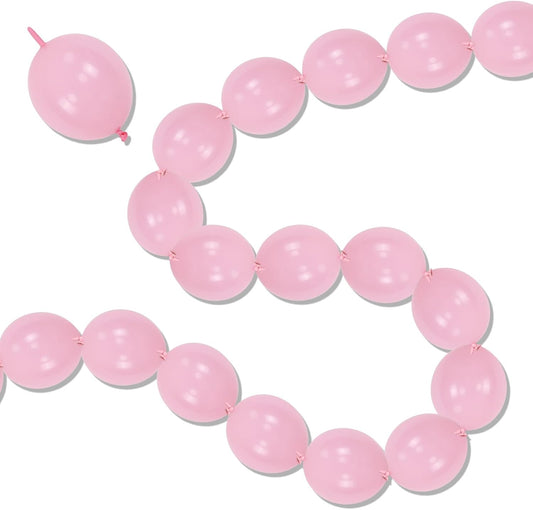 Pastel Pink Linking Balloons, 100PCS 6 Inch Small Baby Pink Link Balloons for Making Balloon Wall Heart Arch, Quick Linked Balloon for Girls Wedding Birthday Baby Shower Valentine's Party Decorations