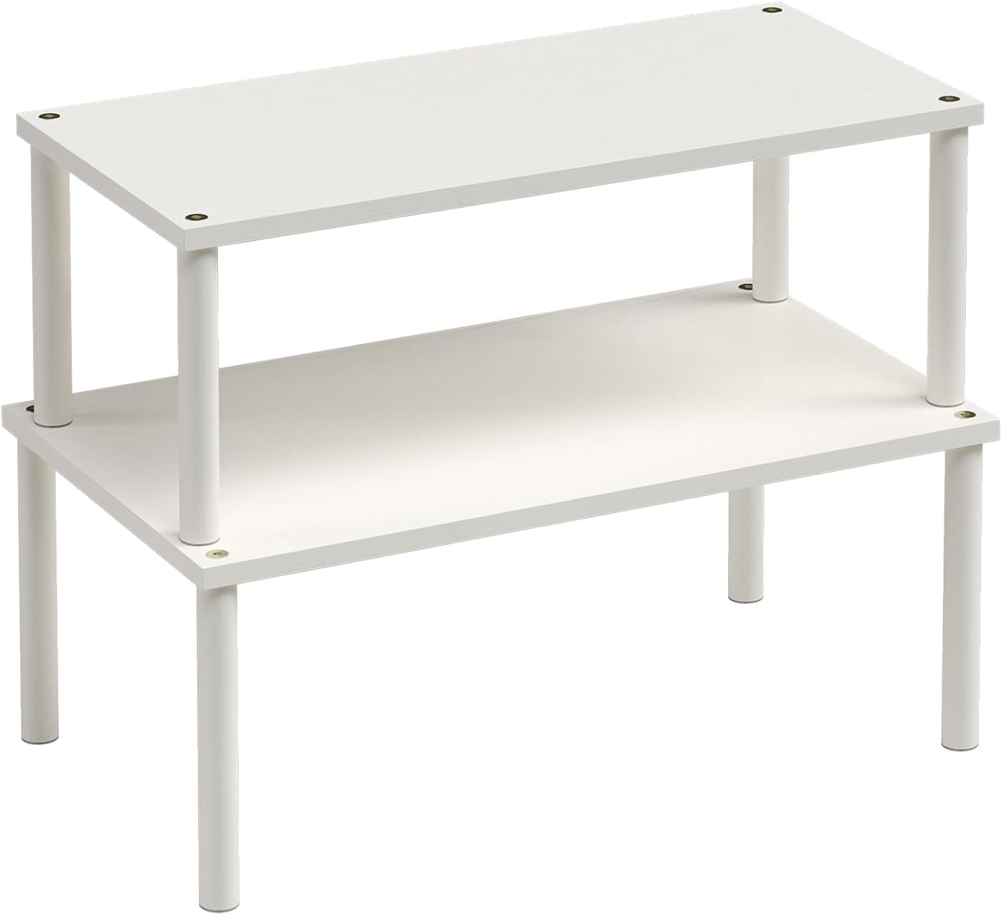 Cabinet Organizer Shelf(Set of 2),Kitchen Counter Shelves,Bamboo Spice Rack Countertop and Cabinet,Stackable Expandable,Large(White)