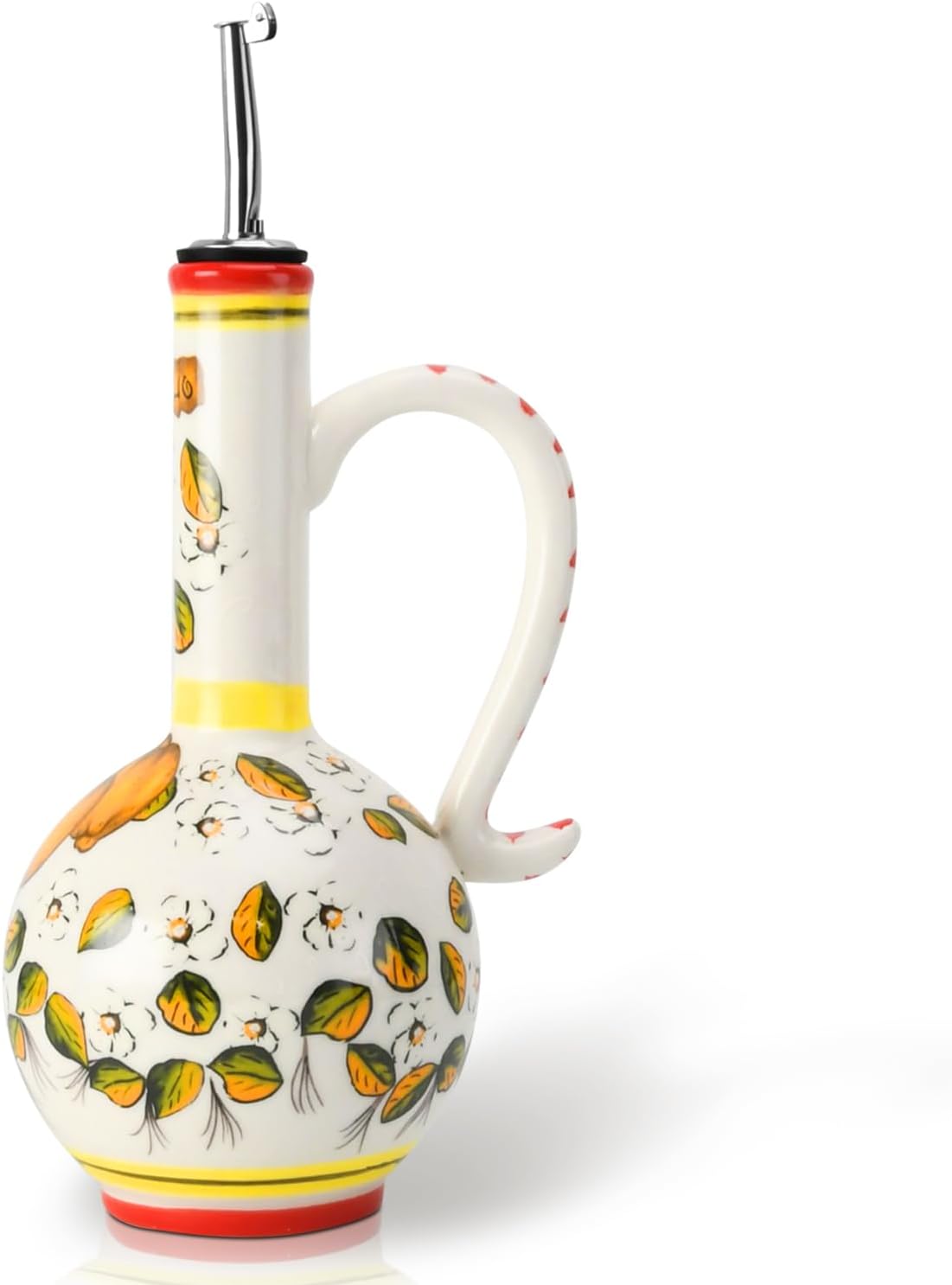 15Oz Ceramic Handmade Oil Dispenser with 3 olive design