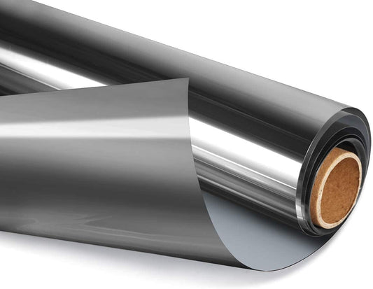 HIDBEA One Way Privacy Window Film, Daytime Mirror Reflective Heat Control UV Sun Blocking Non-Adhesive Static Cling Window Tint for Home and Office (Black-Silver, 29.5 Inch x 6.5 Feet)