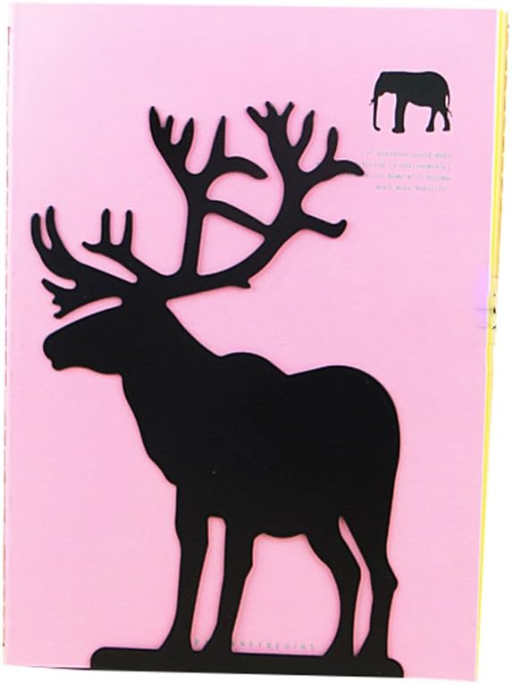 Winterworm Fashion Creative Cartoon Cute Iron Elk Moose Pattern Nonskid Metal Office Desk Bookends (Black)