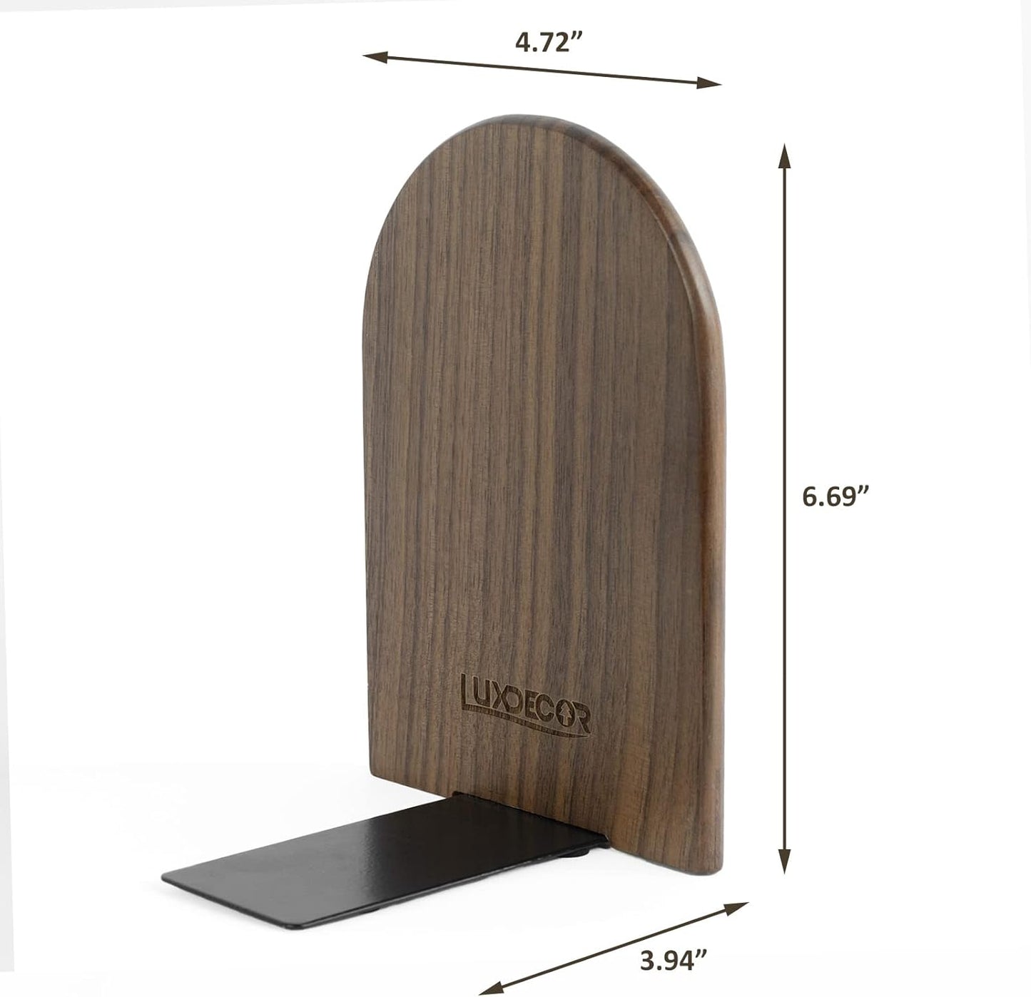 Large Bookend Hold Heavy Books- 7x4x5in 2 Pack Wood Bookends for Heavy Books Heavy Duty Walnut Book Ends for Men Wood Bookends for Office Desk Non-Skid