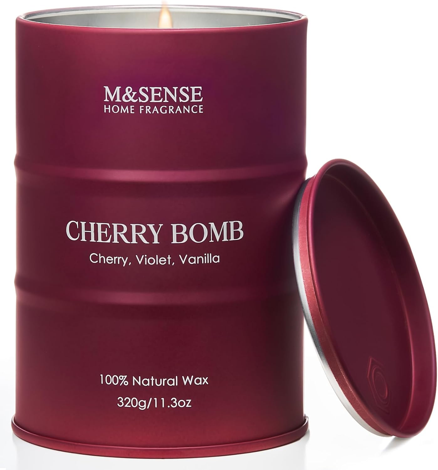 M&SENSE Cherry Bomb Scented Candles, Sweet Candle for Home Scented, Natural Soy Wax Cherry Blossom, Gifts for Women Mom, 11.3 oz 70 Hours Burn