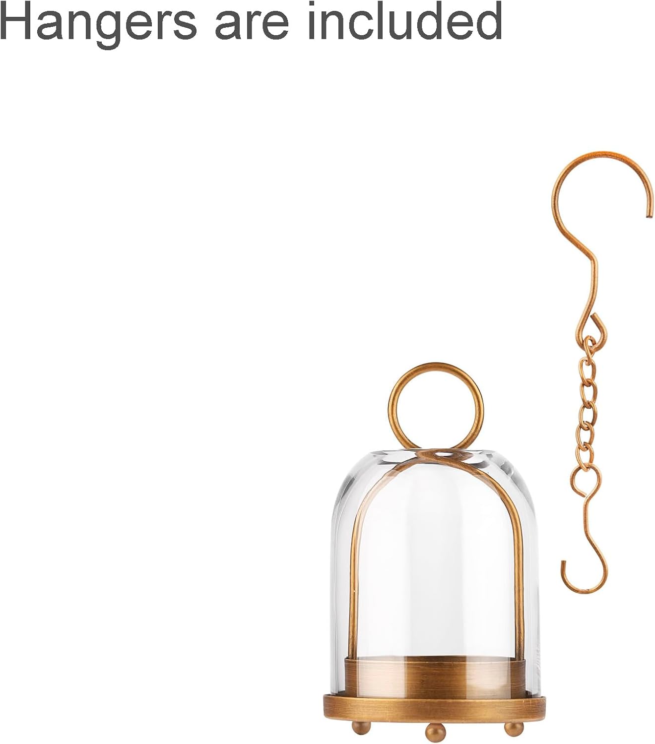 7.5" High Versatile Modern Metal Hurricane Lantern with Handmade Sturdy Glass Dome for 2" Pillar Candle & Plants (Brass, 4" x7.5)