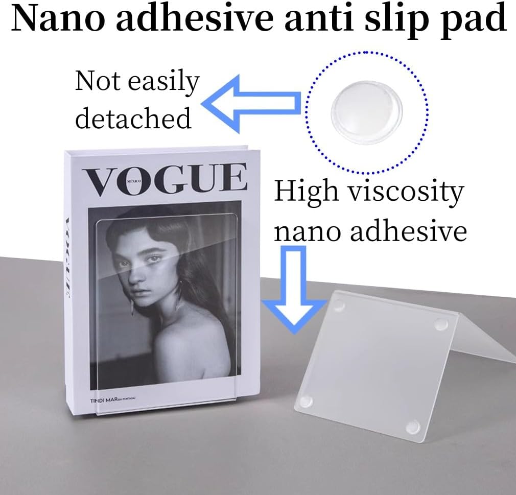 Lulonpon 4 Pieces Book Ends, Bookends, Books End for Shelves, Books End for Heavy Books, Clear Bookends, Acrylic Book Ends for School, Library,Desktop Organizer and Book Shelves