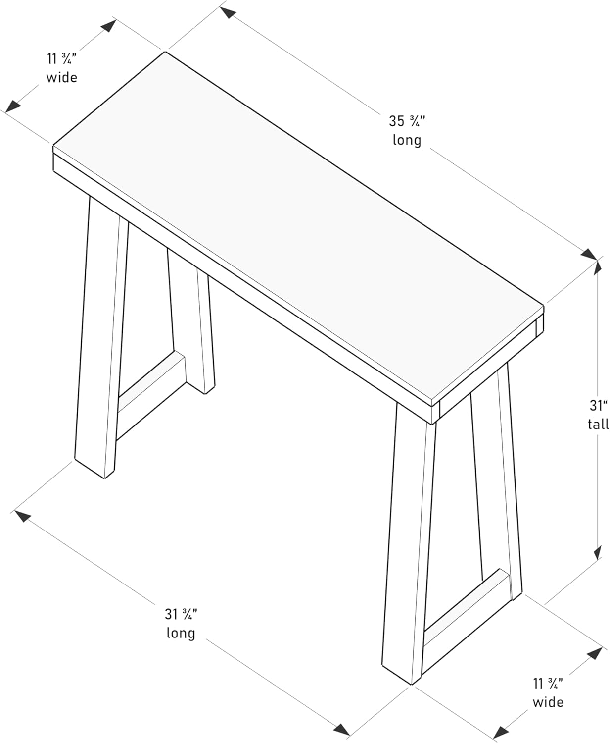 Plank+Beam Solid Wood Console Table, 36 Inch, Sofa Table, Narrow Entryway Table for Hallway, Behind The Couch, Living Room, Foyer, Easy Assembly, Walnut