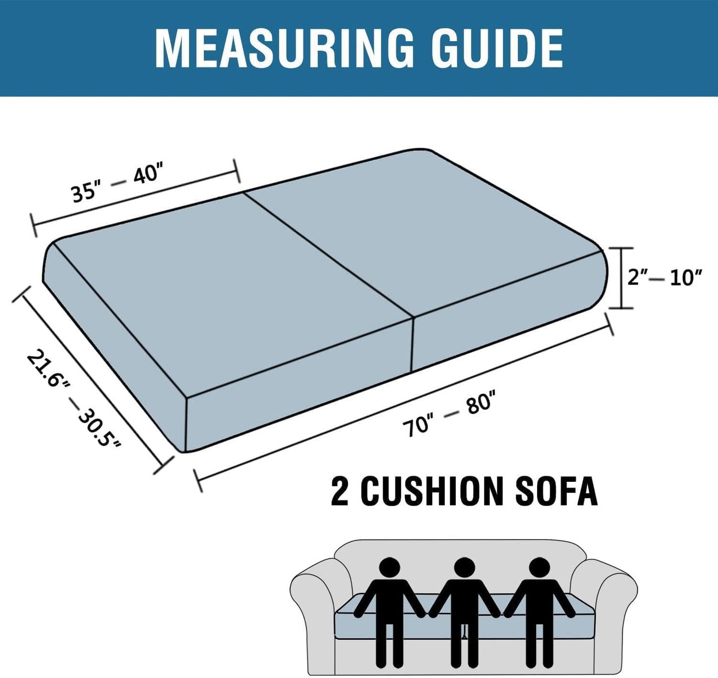 H.VERSAILTEX Super Stretch Individual Seat, Sofa Covers Couch , cushion covers Slipcover Sets Thick Jacquard Textured Twill Fabric (2 Piece Large Sofa cushion covers, Island Fossi)