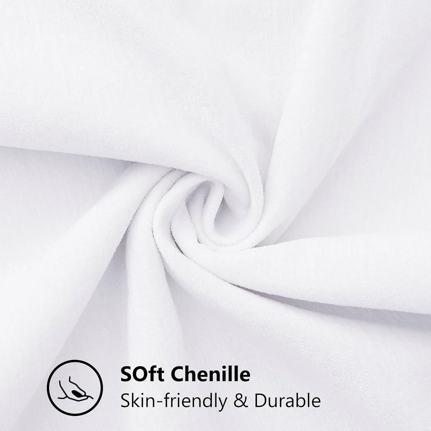 decorUhome Chenille Soft Throw Pillow Covers 18x18 Set of 2, Farmhouse Velvet Neutral Decorative Euro Pillow Covers with Stitched Edge for Couch Sofa Bed Home Decor, White