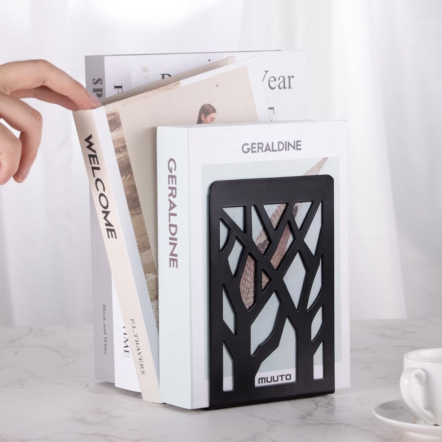 Book Ends, Bookends, Bookends for Shelves, Bookend, Book Ends for Heavy Books, Black Metal Book Shelf Holder Home Decorative, Book Stoppers for Shelves 2 Pair