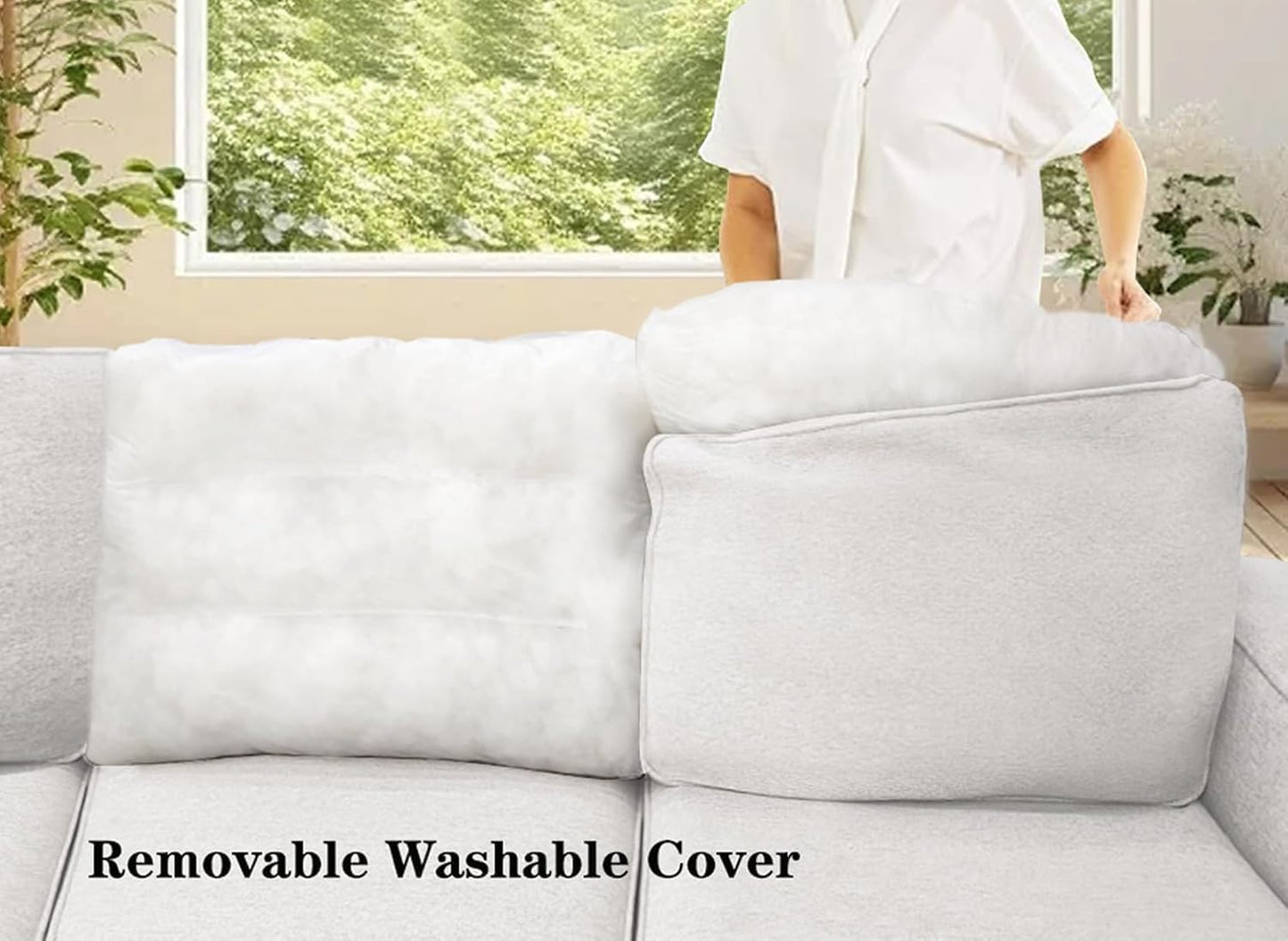 L Lengend Vansen Modular Sectional Sofa U Shaped Couch with Ottoman Modern Reversible Corner Sectional Couch for Living Room (Cream, U Shaped Sofa-6)