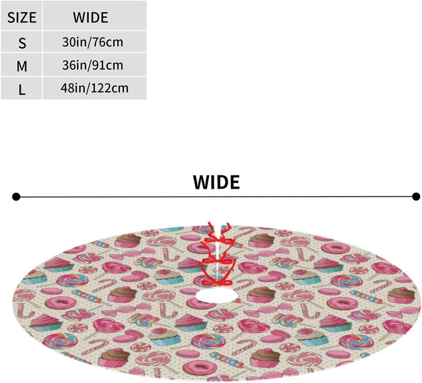 Christmas Tree Skirt,Sweet Lollipop Candy Macaroon Cupcake Donut Xmas Tree Skirt Rustic Farmhouse Tree Skirt for Christmas Decor Xmas Holiday Home Party Decorations48