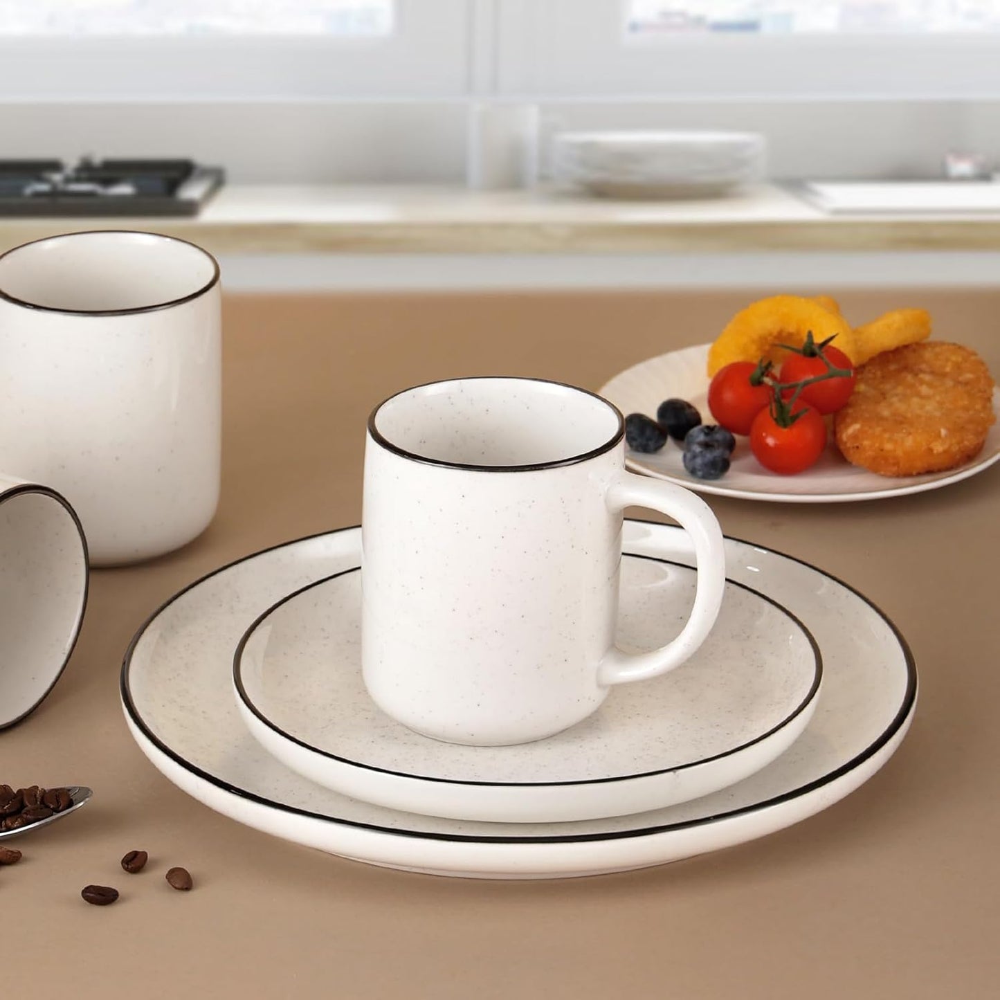 Ceramic Coffee Mug 12 oz Porcelain Coffee Mugs Set of 6 - Ceramic Coffee Cups with Handle and Speckled Patterns for Latte, Tea, Cocoa, Milk, Cappuccino, Microwave & Dishwasher Safe