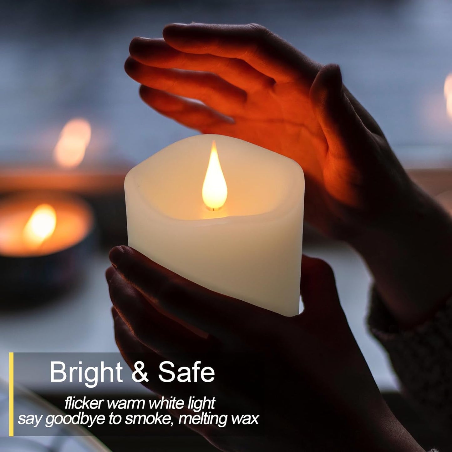 Flameless Candles Battery Operated with Timer, 3D Moving Flame Flickering, Last 600+ Hours Battery Candles, 3" x 5" Ivory Real Wax Electric LED Candle for Wedding Party Decorations