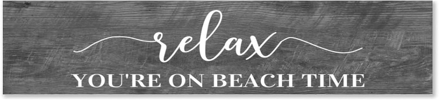 Generic Funny Wood Sign Relax You're On Beach Time Rustic Wooden Hanging Sign Home Farmhouse Kitchen Wall Decoration 16 x 4 Inch