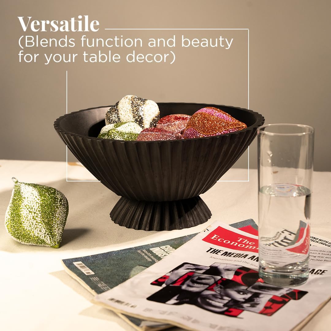 Folkulture Wooden Fruit Bowl for Kitchen Island | (11") Countertop or Eco Friendly Decorative Centerpiece Table Decorations | Decorative-Bowl or Fruits Tray or Fruits Holder for Kitchen Counter Decor