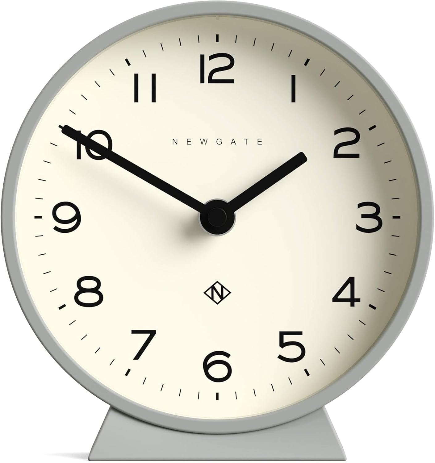 NEWGATE® M Mantel Echo Desk Clock | Modern Round Design | Posh Gray | Easy to Read Numbers | Contemporary Style for Desk, Table, Shelf or Bedside