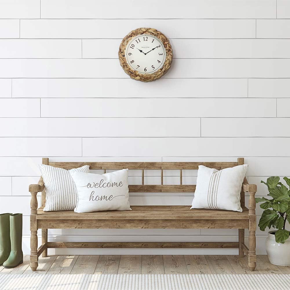 Presentime & Co Farmhouse Series, Rustic Woven Clock, 10.5 inch, Natural Woven Water Hyacinth/Sea Grass. Wall Sculpture, Wall Art and Timepiece for Home Decoration/Decoration/Farmhouse Décor.