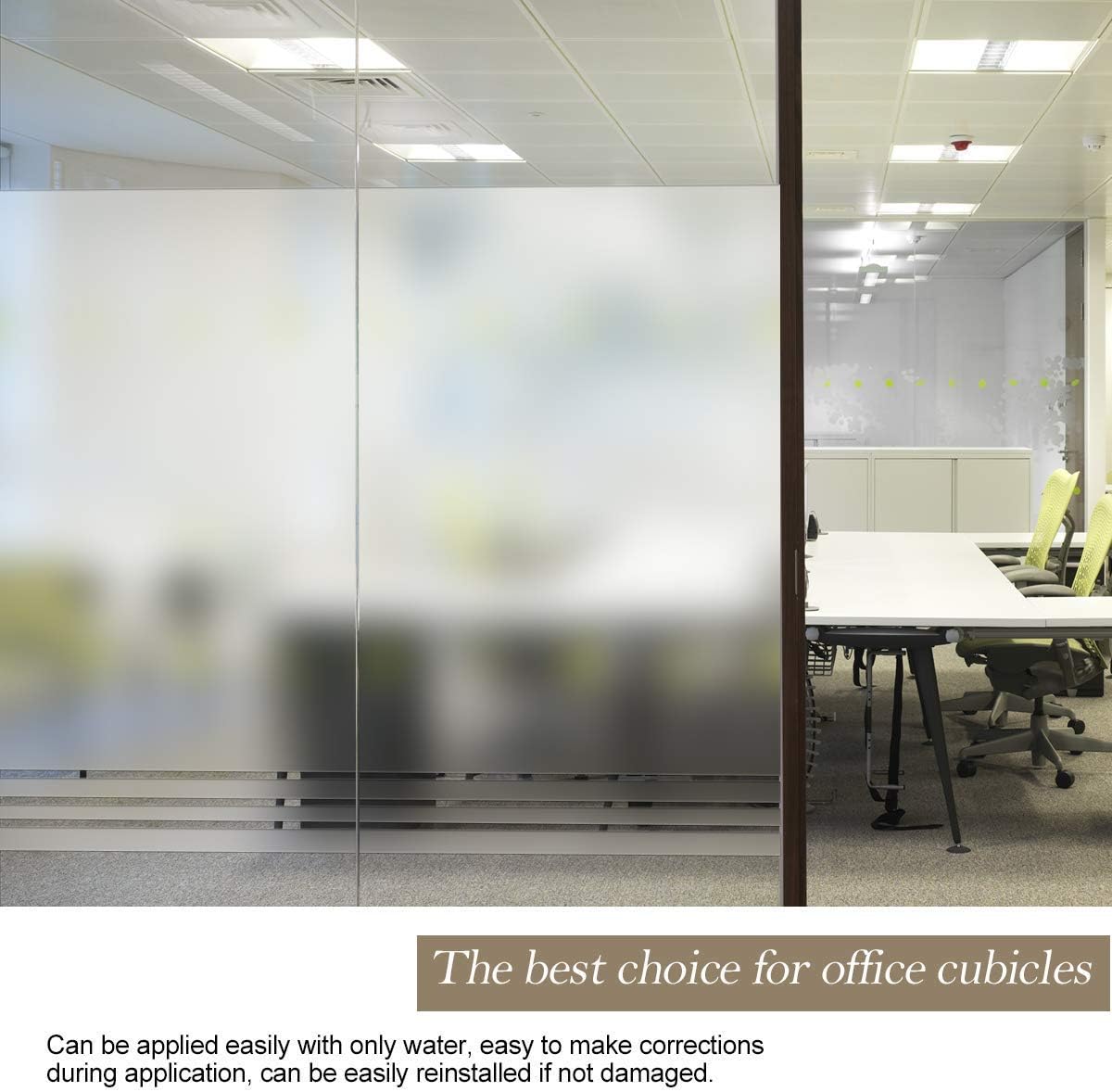 HIDBEA Frosted Window Privacy Film - Non Adhesive Static Cling Glass Stickers Sun UV Blocking Heat Control Door Covering Decals for Home Office, 35.4 x 98.4 Inch