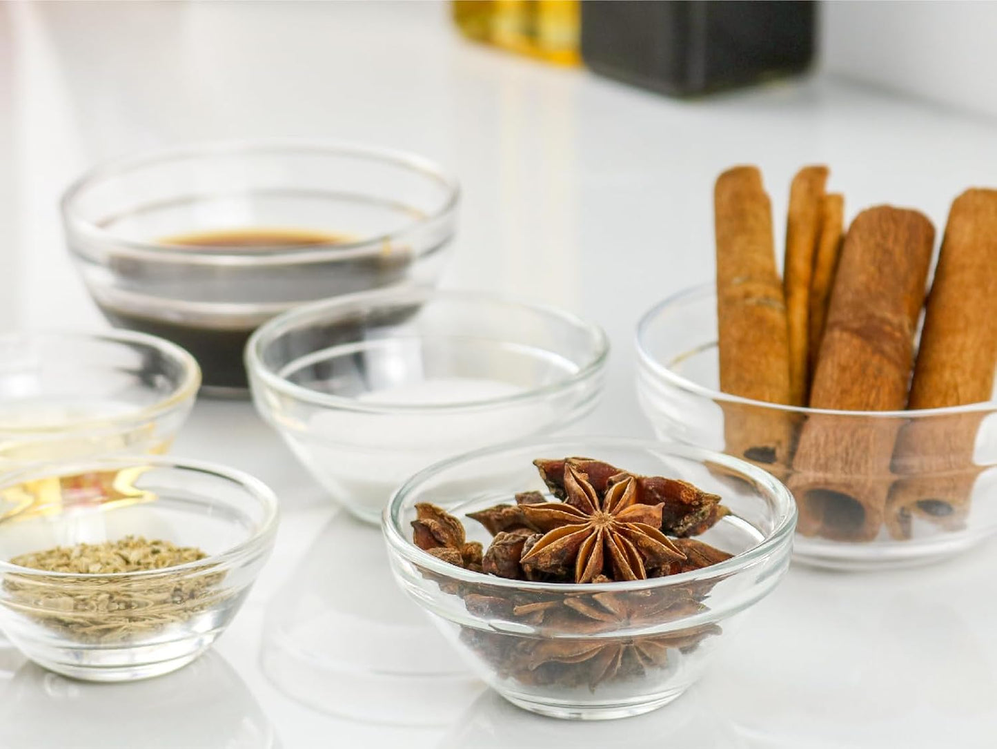 HillSpring 3 Sizes of Glass Prep Bowl Sets, Clear Small Pinch Bowls for Salt, Spices and Chopped Ingredients, 1.5oz/2.5oz/3.5oz, Set of 12