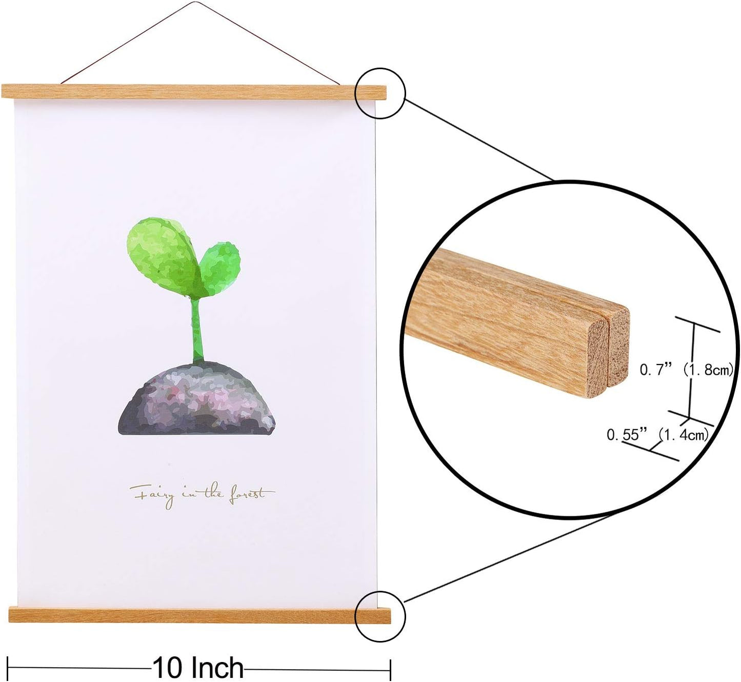 FALAMON Magnetic Poster Hanger Frame, 10x14 10x15 10x13 Teak Wood Magnet Poster Frame for Posters, Prints, Photos, Pictures, Maps, Scrolls, and Canvas Artwork