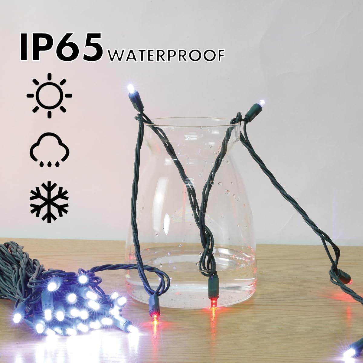 1200LED (24pk of 50L) String Lights, LED Christmas Lights, 6" SPACING,Green Wire, Red and White
