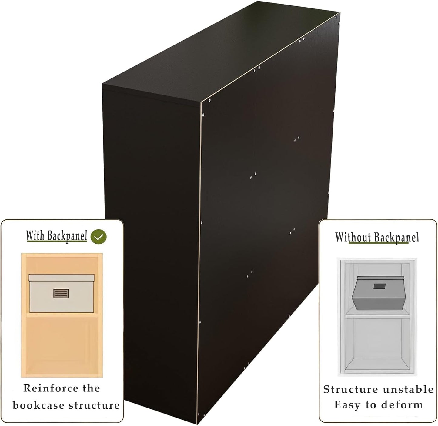 9-Cube Storage Shelf Bookcase - Wooden 3-Tier Free Standing Open Bookshelf for Home and Office, Organizer Cabinet in Black