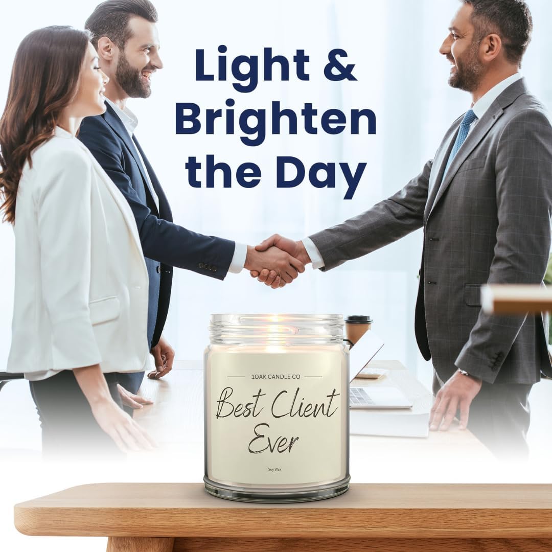 1OAK Vanilla Scented Candles - Appreciation Gifts for Clients - Client Candle - Thank You Client Gifts for Corporate Women, Men, Hairdresser, Lawyer, Realtor, Real Estate Agent, Paralegal, Attorneys