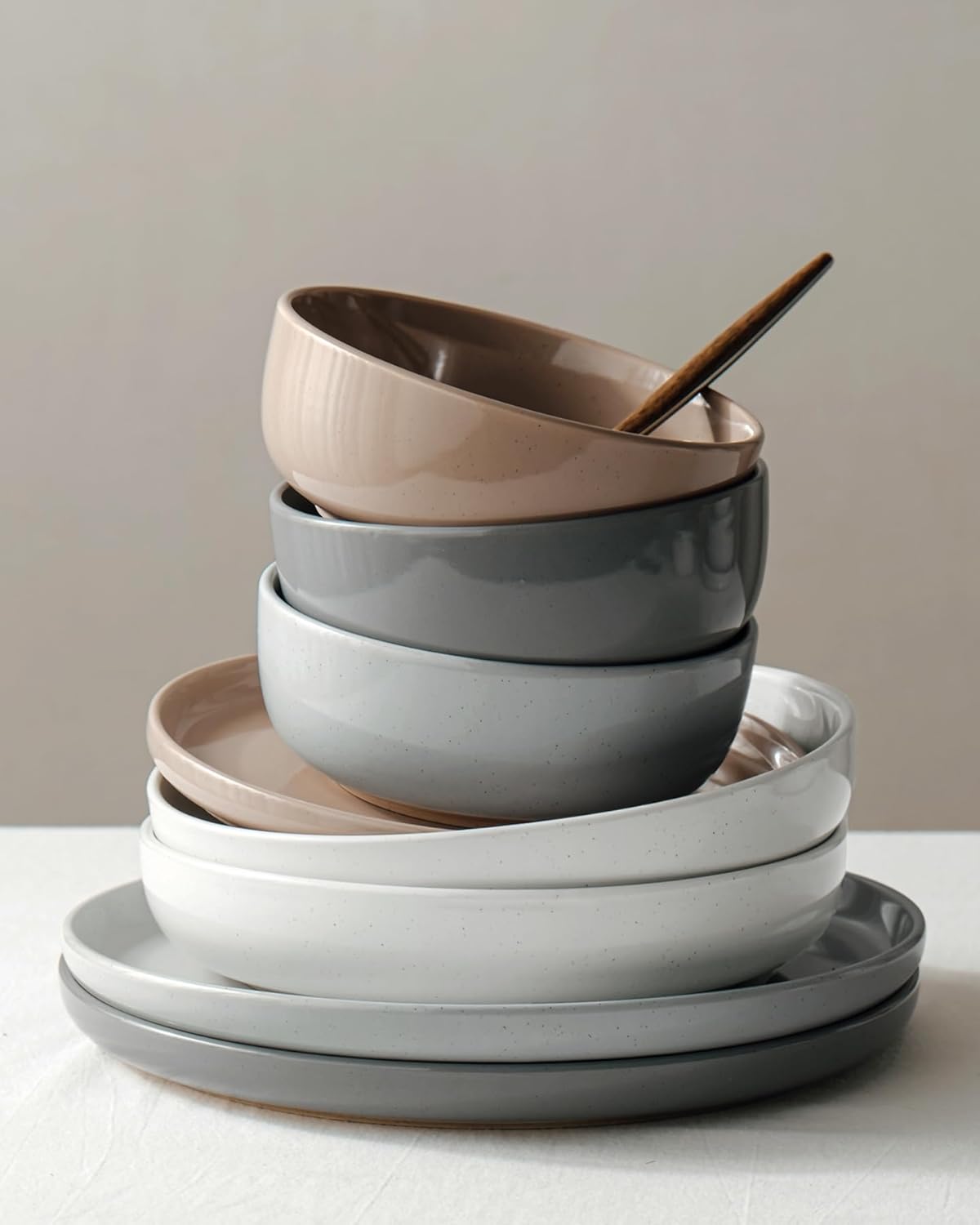 Famiware Milkyway Dinnerware Sets, 24 Piece Dish Set, Plates and Bowls Sets for 8, Multi-color